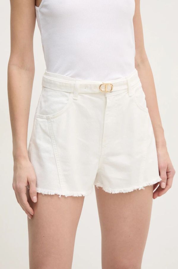 Twinset Traper kratke hlače Twinset za žene, boja: bež, bez uzorka, visoki struk, 251TP2593