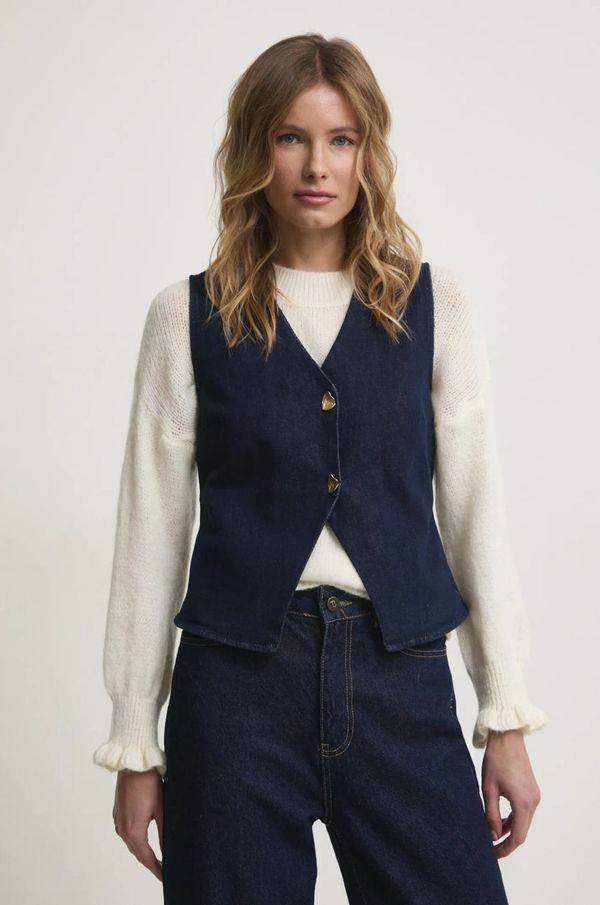 Answear Lab Traper prsluk Answear Lab boja: tamno plava, jednoredno zakopčavanje