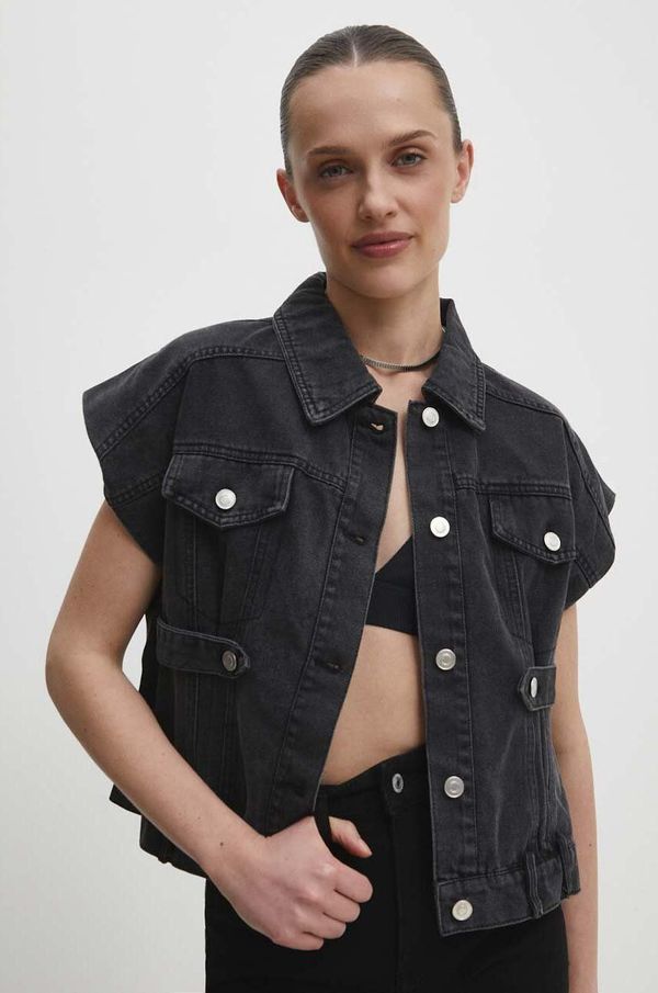 Answear Lab Traper prsluk Answear Lab za žene, boja: crna, za prijelazno razdoblje