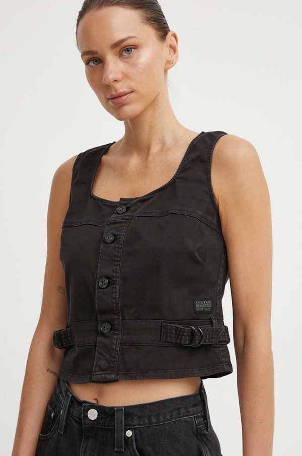 G-Star Raw Traper prsluk G-Star Raw boja: crna, jednoredno zakopčavanje, D24377-C106