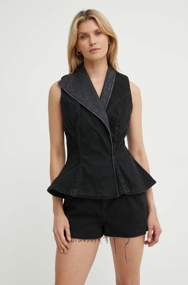 K+LUSHA Traper prsluk K+LUSHA boja: crna, dvoredno zakopčavanje, KLINACO DS103KLW09