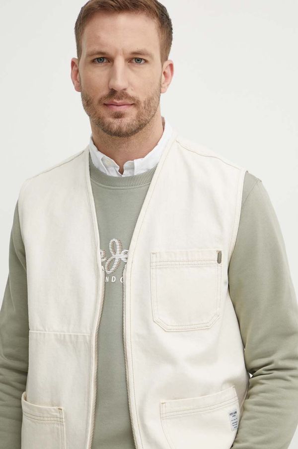 Pepe Jeans Traper prsluk Pepe Jeans ELM UTILTY GILET za muškarce, boja: bež, za prijelazno razdoblje, PM402999