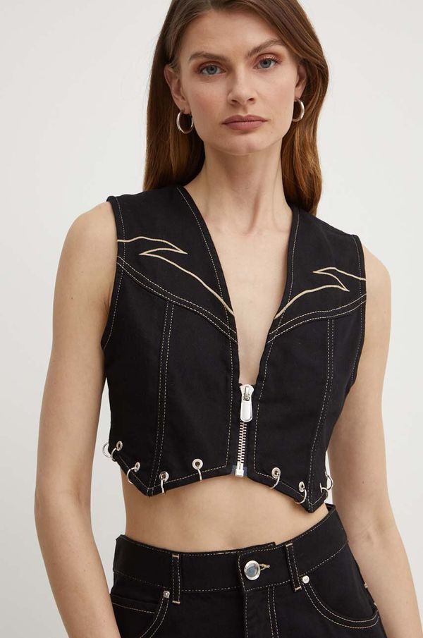 Pinko Traper prsluk Pinko boja: crna, jednoredno zakopčavanje, 103625 A1VD