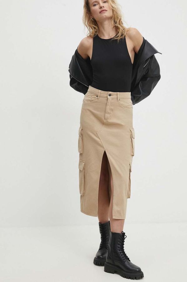 Answear Lab Traper suknja Answear Lab boja: bež, midi, ravna