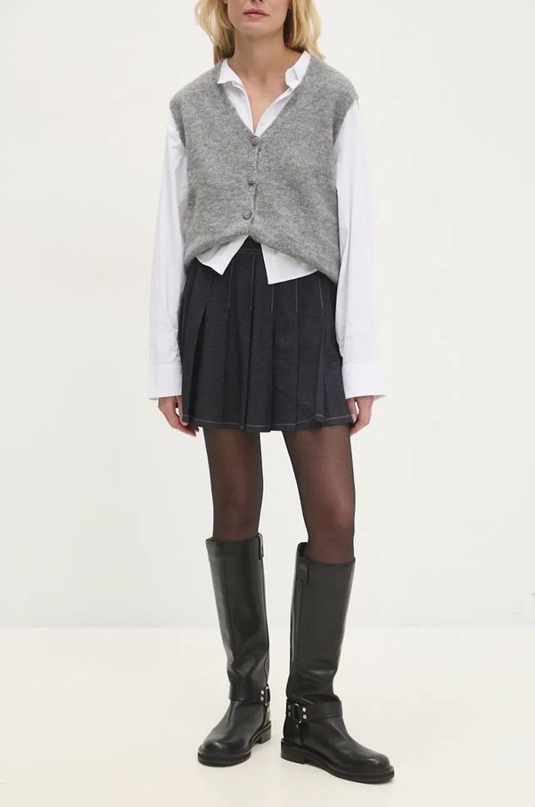 Answear Lab Traper suknja Answear Lab boja: tamno plava, mini, širi se prema dolje