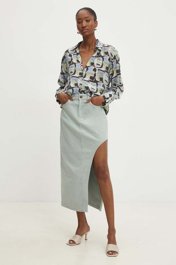 Answear Lab Traper suknja Answear Lab boja: tirkizna, midi, ravna