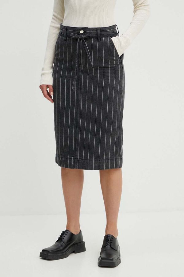Day Birger et Mikkelsen Traper suknja Day Birger et Mikkelsen Betsy - Denim Stripes boja: crna, midi, ravna, DAY65243207