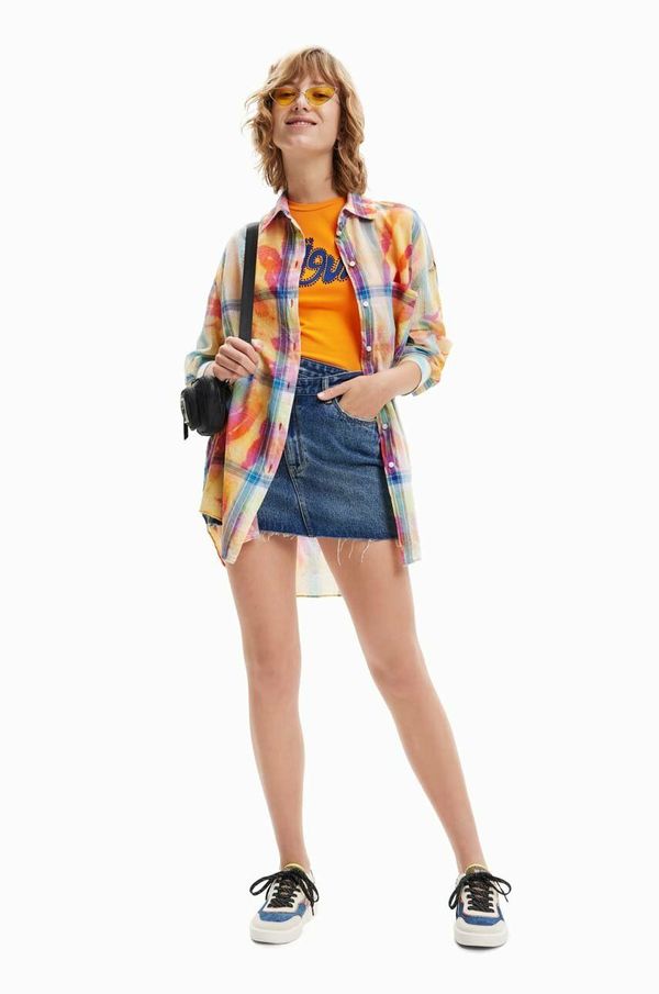 Desigual Traper suknja Desigual boja: tamno plava, mini, ravna