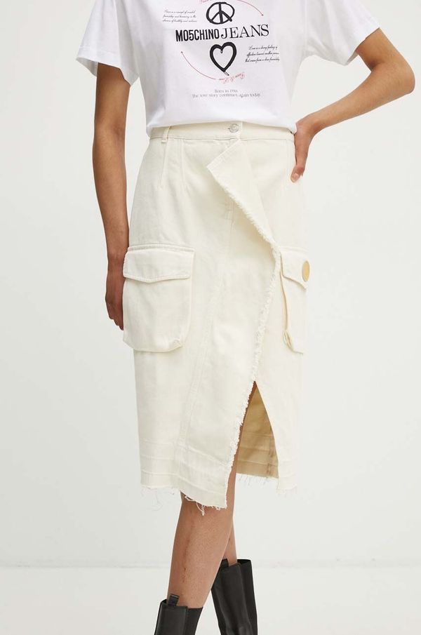 Moschino Jeans Traper suknja Moschino Jeans boja: bež, midi, ravna, 0119.8225
