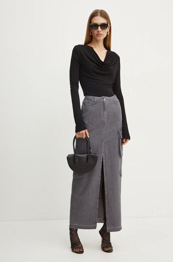 Patrizia Pepe Traper suknja Patrizia Pepe boja: siva, maxi, ravna, 8G0415 D080