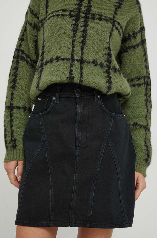 Pepe Jeans Traper suknja Pepe Jeans LILLY DECO boja: crna, mini, širi se prema dolje