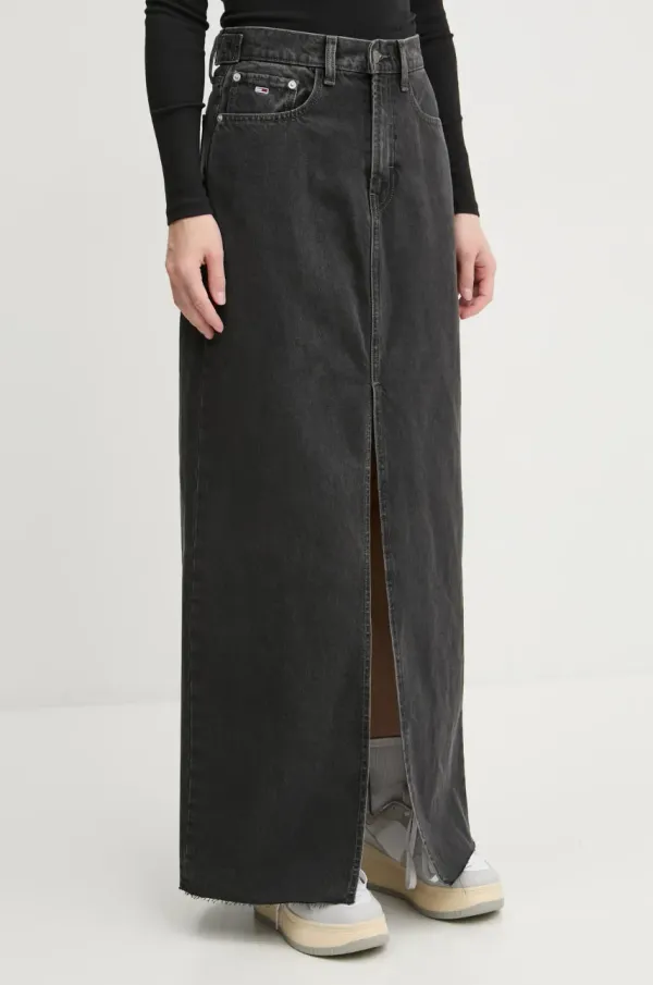 Tommy Jeans Traper suknja Tommy Jeans boja: crna, midi, ravna, DW0DW20554