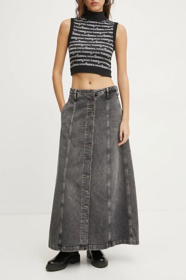 Tommy Jeans Traper suknja Tommy Jeans boja: siva, maxi, širi se prema dolje, DW0DW19799