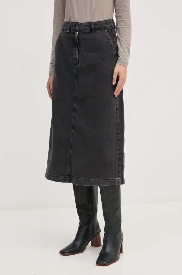 United Colors of Benetton Traper suknja United Colors of Benetton boja: crna, midi, širi se prema dolje, 4YO7D003T