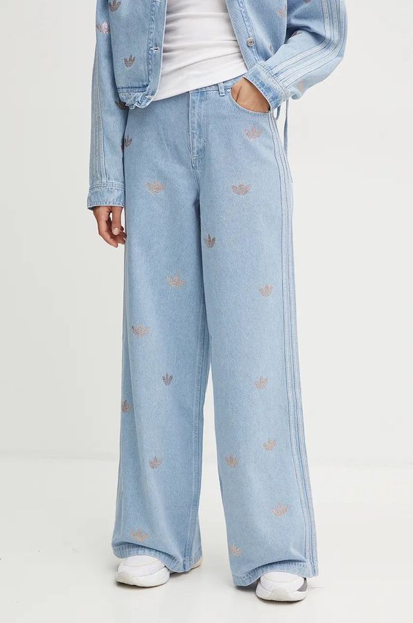 adidas Originals Traperice adidas Originals Femme Galore Denim Rhinestone Pants za žene, visoki struk, JN3020