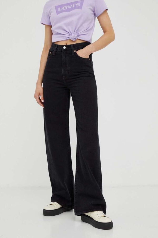 Levi's Traperice Levi's RIBCAGE WIDE LEG H223 za žene, boja: crna