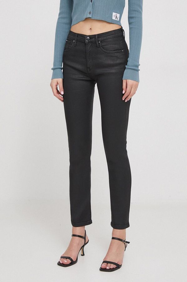 Pepe Jeans Traperice Pepe Jeans SLIM HW COATED za žene, boja: crna, PL204599