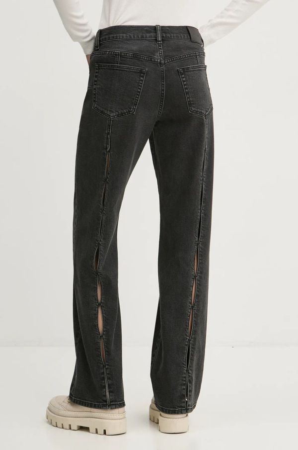 PURPLE BRAND Traperice PURPLE BRAND SLIM STRAIGHT BACK CUT OUT za žene, visoki struk, D1003-SCBL224