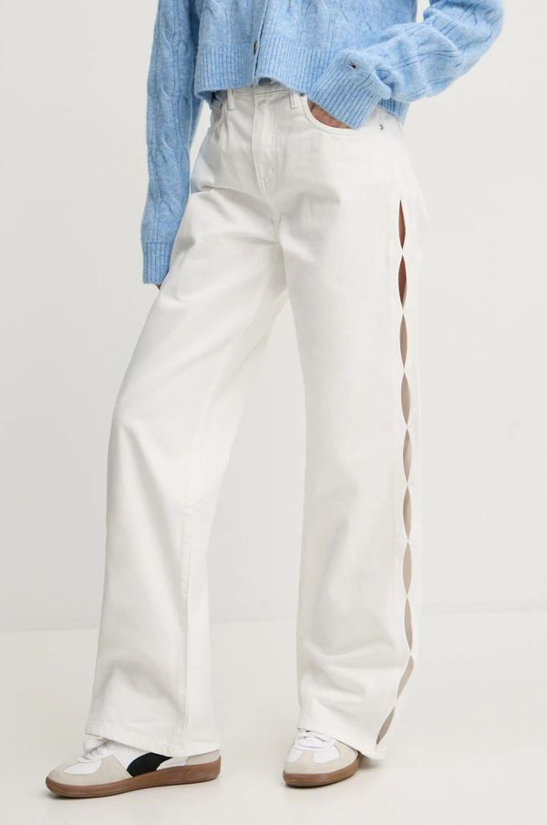 PURPLE BRAND Traperice PURPLE BRAND WIDE SIDE CUT OUT za žene, boja: bijela, D2001-WCWH224