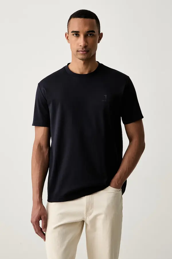 Trussardi Trussardi basic majica kratkih rukava za muškarce od pamuka s elastanom