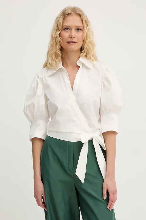 Twinset Twinset bluza na preklop za žene od pamuka s elastanom