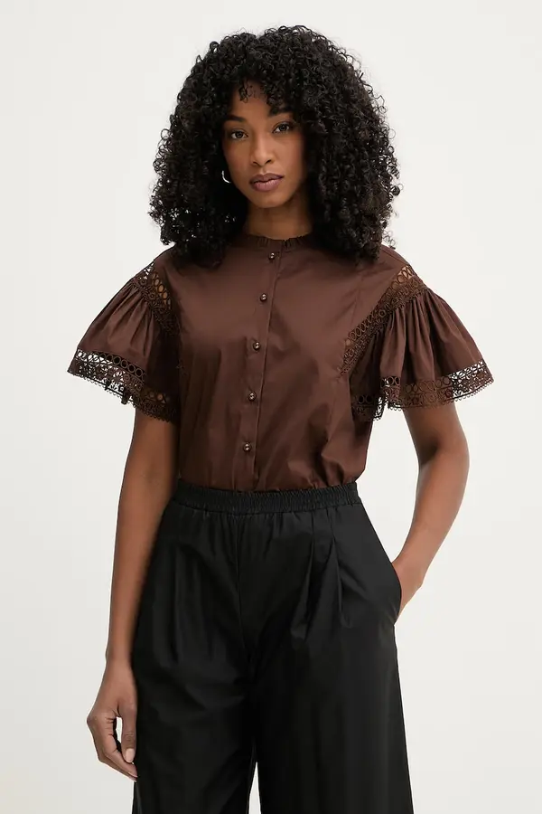 Twinset Twinset bluza s volanima za žene od pamuka