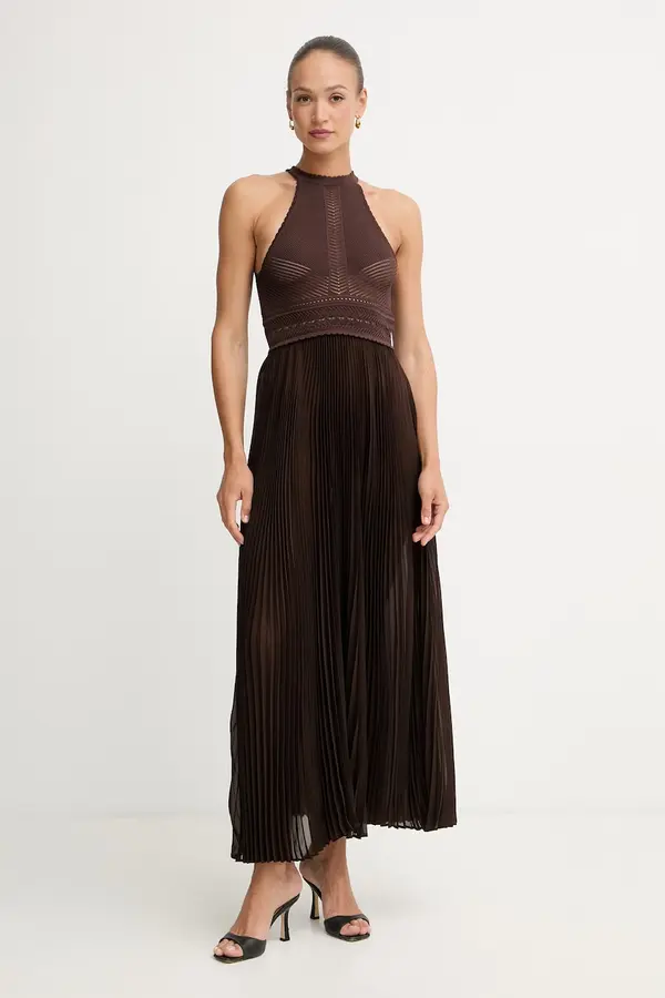 Twinset Twinset plisirana haljina s viskozom