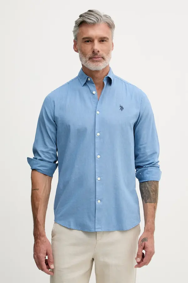 U.S. Polo Assn. U.S. Polo Assn. košulja za muškarce s pamukom LINEN BLEND LS