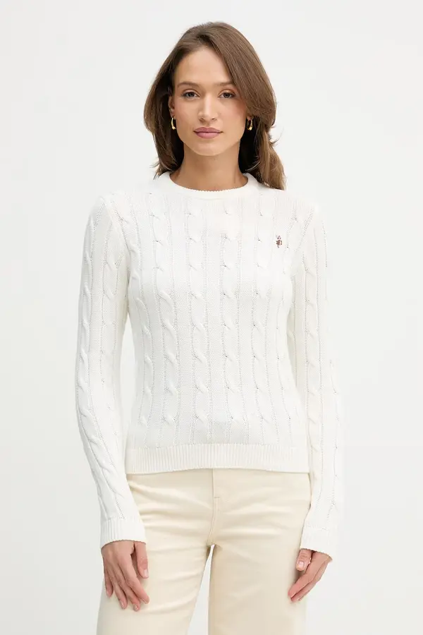 U.S. Polo Assn. U.S. Polo Assn. pulover za žene od pamuka CREW NECK CABLE