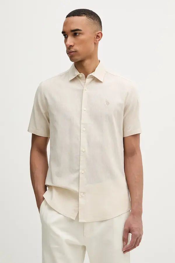 U.S. Polo Assn. U.S. Polo Assn. safari košulja za muškarce s lanom LINEN BLEND SS