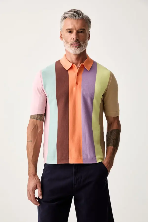 United Colors of Benetton United Colors of Benetton pletena polo majica za muškarce od pamuka