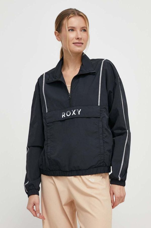 Roxy Vjetrovka Roxy Bold Moves x Mizuno boja: crna, za prijelazno razdoblje, oversize