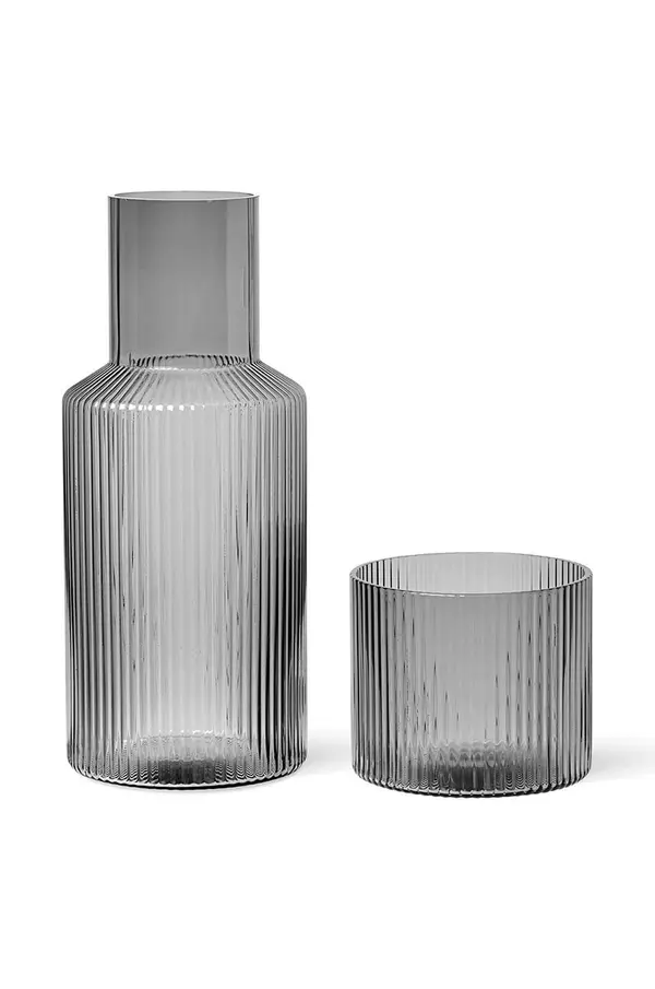 ferm LIVING Vrč s čašom ferm LIVING Ripple Small Carafe Set