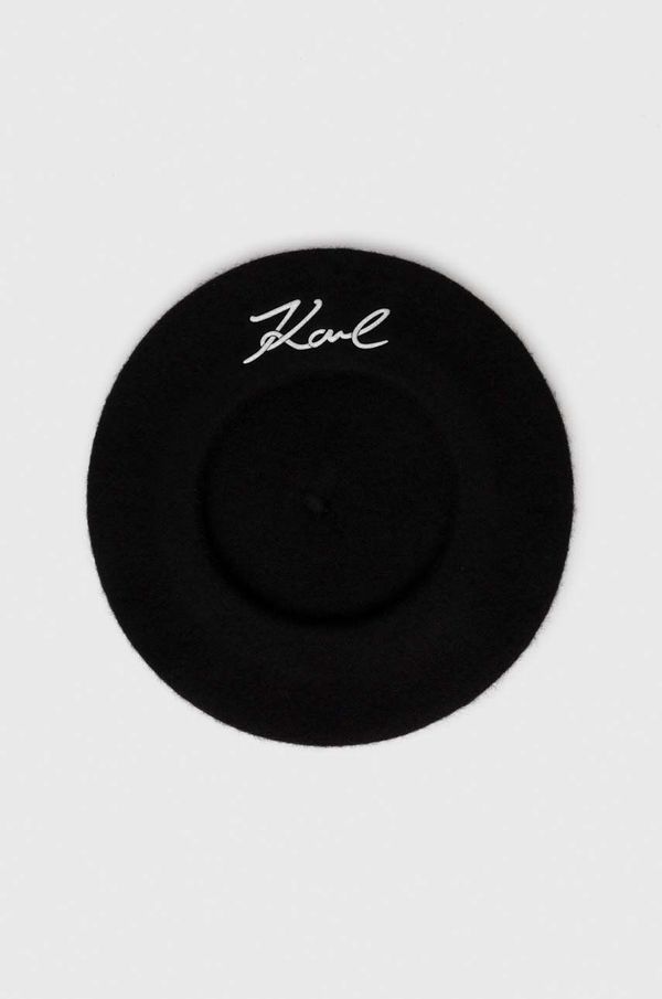Karl Lagerfeld Vunena beretka Karl Lagerfeld boja: crna, vuneni