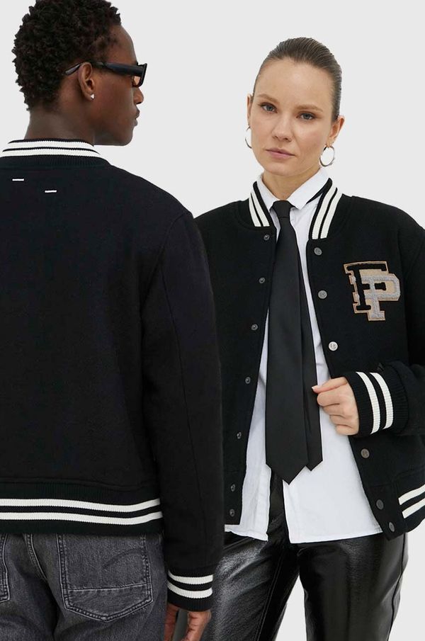 Filling Pieces Vunena bomber jakna Filling Pieces Varsity Jacket boja: crna, za prijelazno razdoblje, oversize, 81422201863