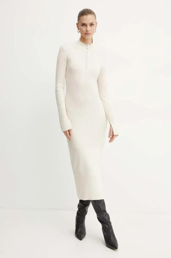 Patrizia Pepe Vunena haljina Patrizia Pepe boja: bež, maxi, uska, 2A2848 K214