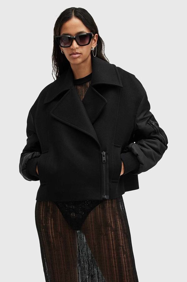 AllSaints Vunena jakna AllSaints ORLA boja: crna, za prijelazno razdoblje, oversize, W058OB