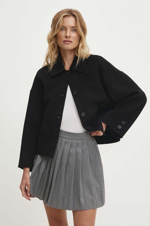 Answear Lab Vunena jakna Answear Lab boja: crna, za prijelazno razdoblje, oversize