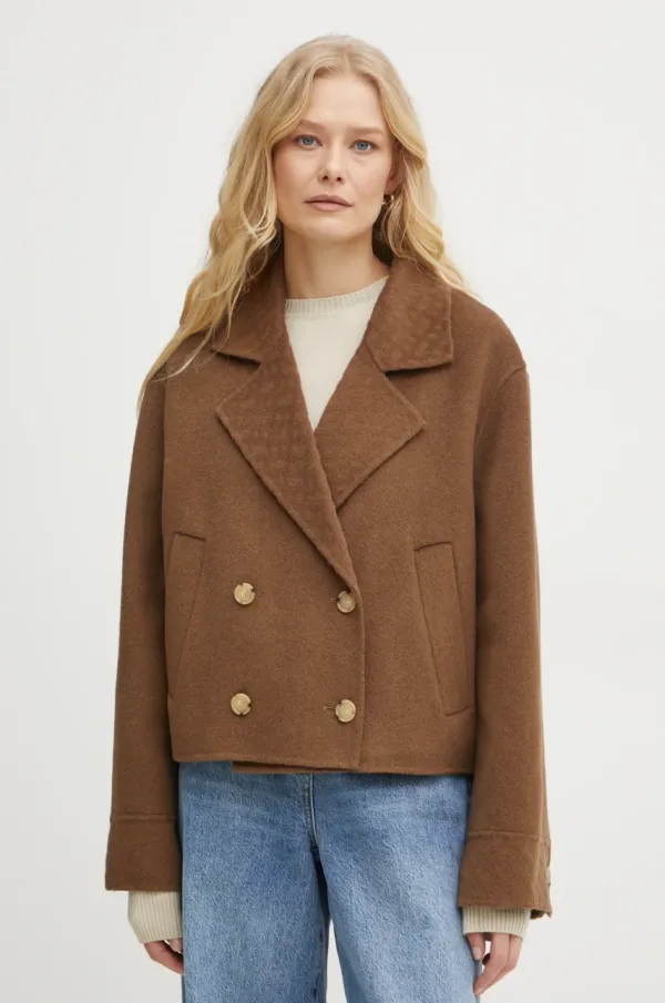 BOSS Vunena jakna BOSS boja: smeđa, za prijelazno razdoblje, 50534472