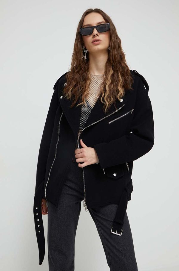 Moschino Jeans Vunena jakna Moschino Jeans boja: crna, za prijelazno razdoblje