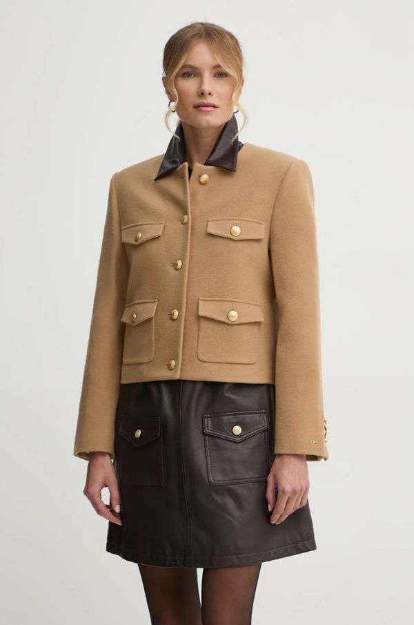 Tommy Hilfiger Vunena jakna Tommy Hilfiger boja: smeđa, za prijelazno razdoblje, WW0WW43754