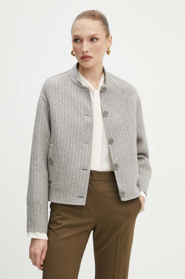 Twinset Vunena jakna Twinset boja: siva, za prijelazno razdoblje, oversize, 242TP2051