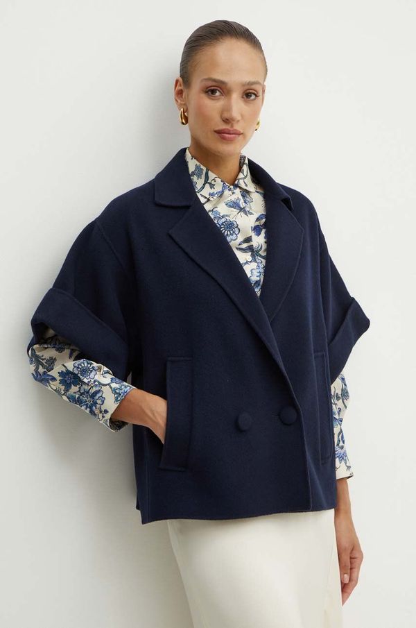 Weekend Max Mara Vunena jakna Weekend Max Mara boja: tamno plava, za prijelazno razdoblje, oversize, 2425086011600