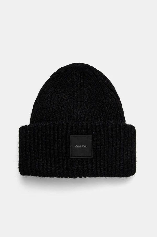 Calvin Klein Vunena kapa Calvin Klein boja: crna, od debelog pletiva, vunena, K50K512357