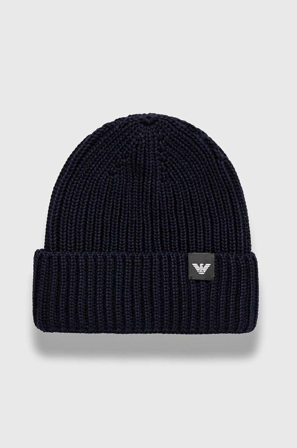 Emporio Armani Vunena kapa Emporio Armani boja: tamno plava, od debelog pletiva, vunena, 627449 4F565