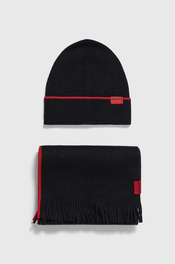 Hugo Vunena kapa i šal HUGO boja: crna, 50517757