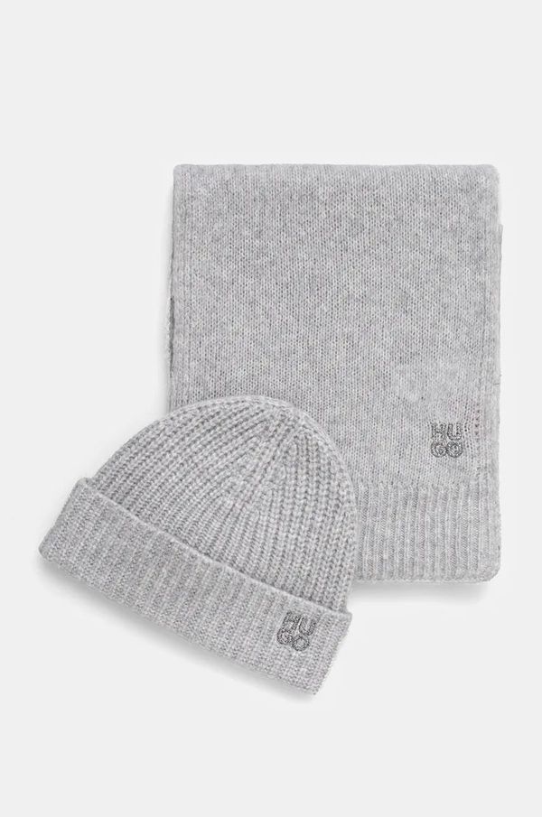 Hugo Vunena kapa i šal HUGO boja: siva, 50522783