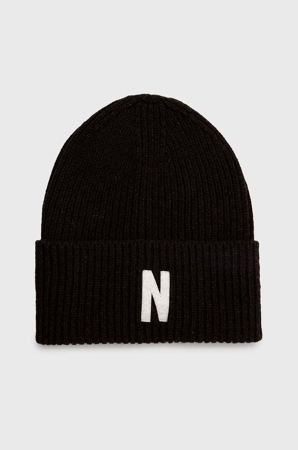 Norse Projects Vunena kapa Norse Projects Merino Lambswool Rib Merino Lambswool Rib N Logo Beanie boja: smeđa, vunena, N95-0953-1037 N95.0953.1037