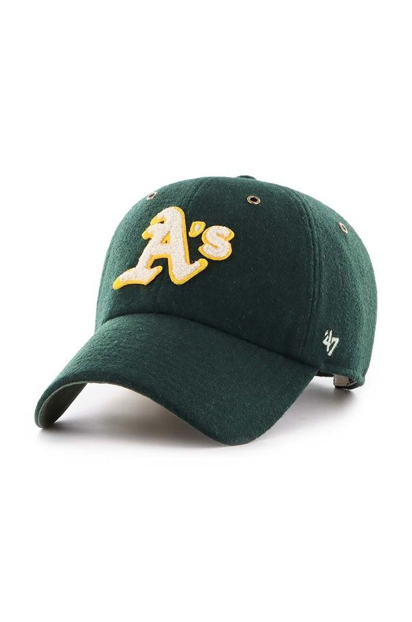 47 brand Vunena kapa sa šiltom 47 brand MLB Oakland Athletics boja: zelena, s aplikacijom, B-PNTCU18WIS-DG
