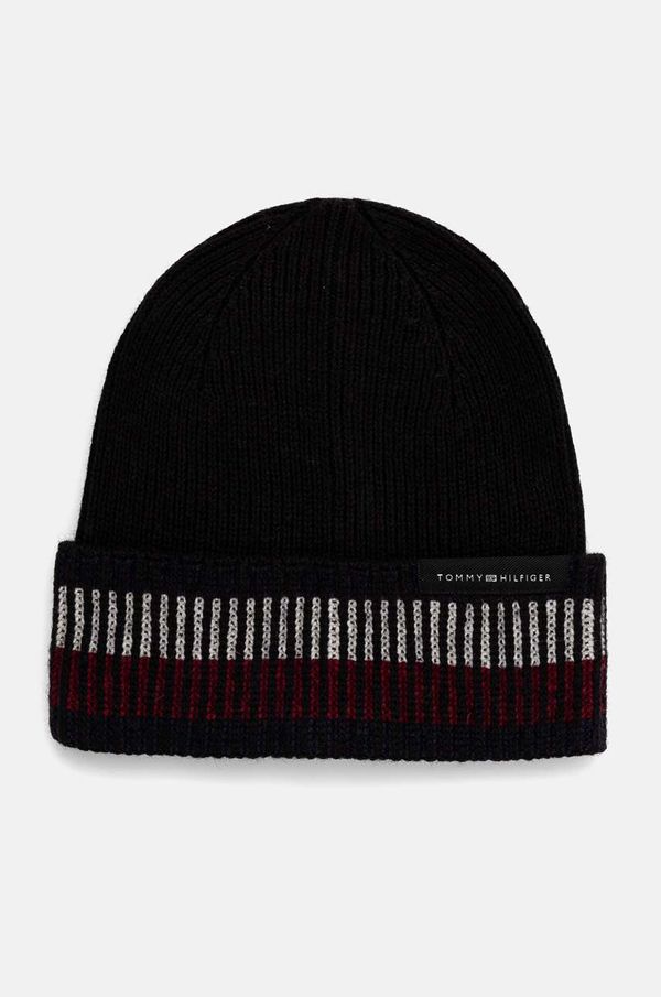 Tommy Hilfiger Vunena kapa Tommy Hilfiger boja: crna, vunena, AM0AM12751